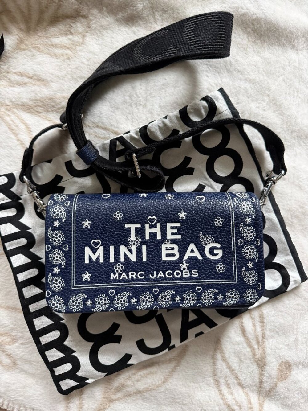 Marc Jacobs The Mini Bandana Leather Bag Blue & Dustbag!!! NEW - Picture 1 of 11